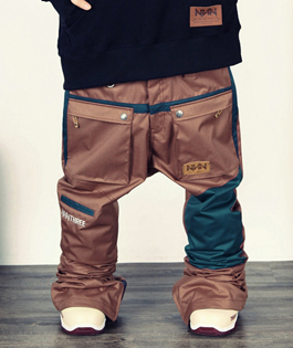 1415- NNN Baggy Mix Style Pants - 브라운